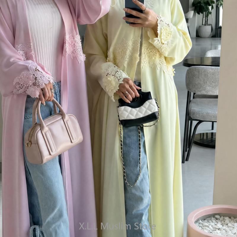 Summer Clothing Hijab - Vestido Abaya Musulmán Bordado Floral 2026