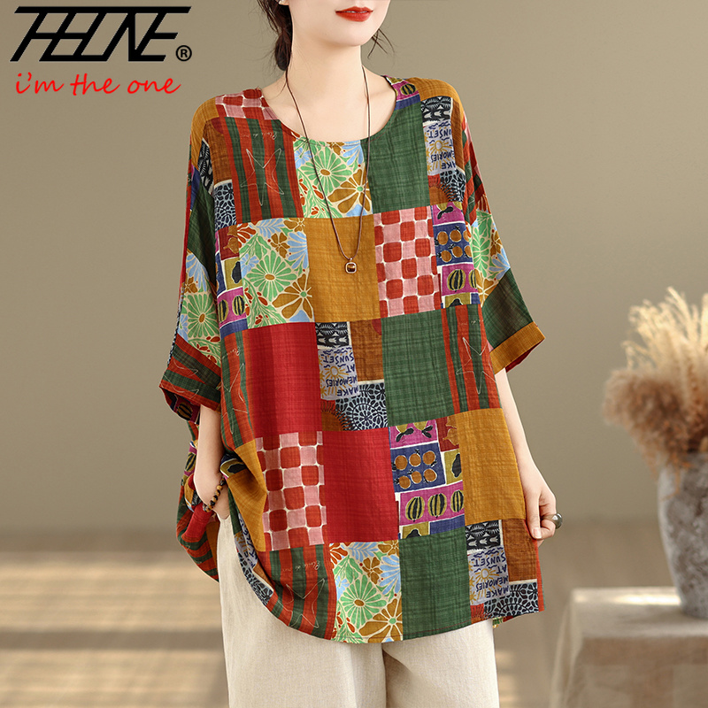 Summer Clothing Linen - THHONE Blusa de Mujer Estampada Holgada