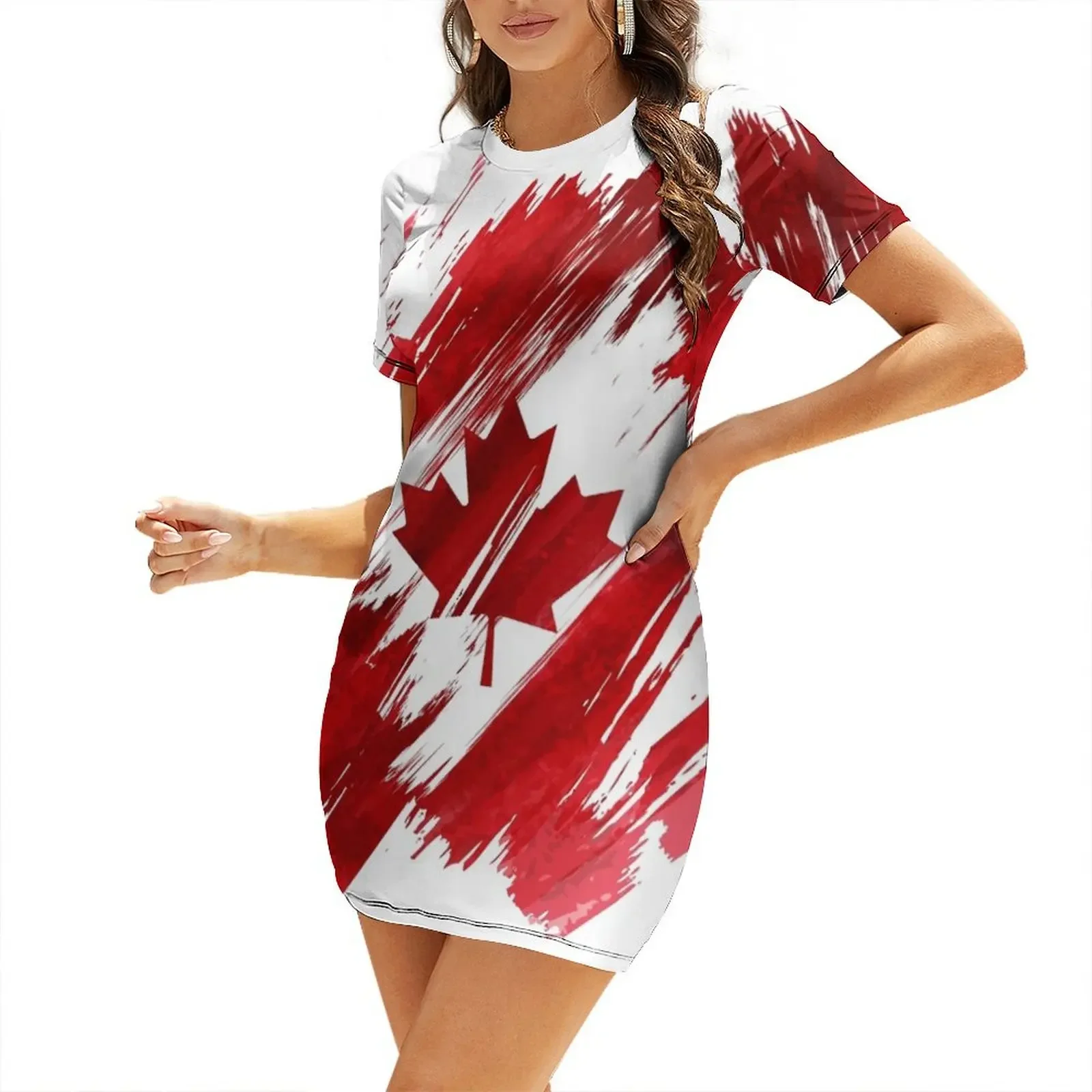 Summer Clothing Women Canada - Vestido de Manga Corta Canadiense, Elegantes