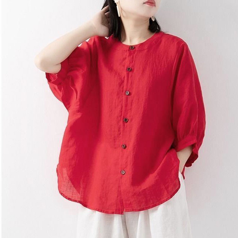 Summer Clothing Linen - Camisa de algodón y lino para