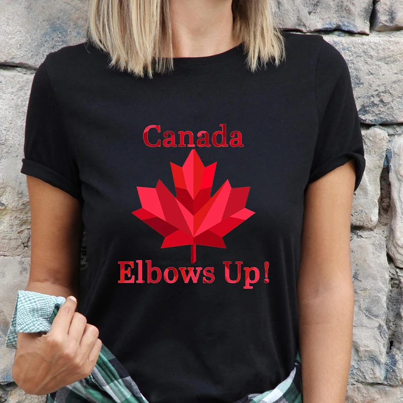 Summer Clothing Women Canada - Camiseta con estampado de hoja de