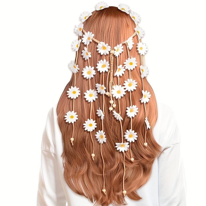 Summer Linen Clothing For Women - Diadema hippie de flores, corona de