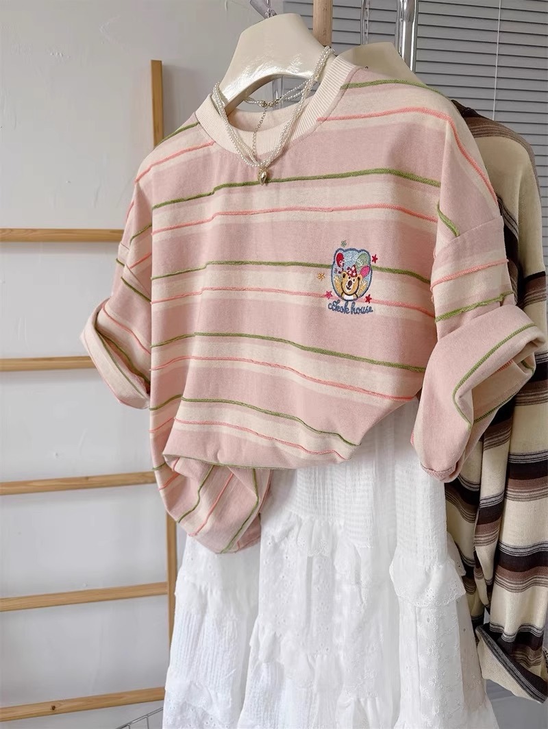 Summer Clothing Outlet - Camiseta de algodón puro a rayas