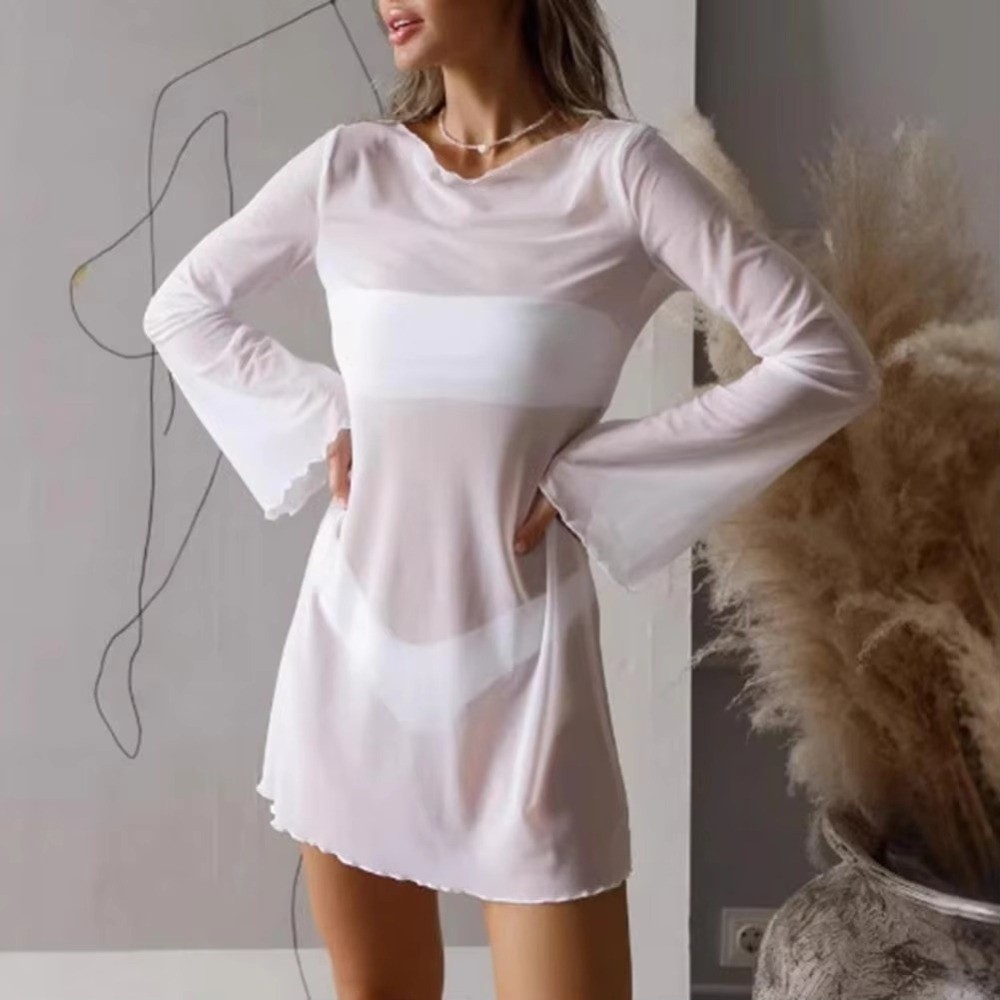 Vestido de playa de malla tran - Swim Cover Up Mesh reseña y precio