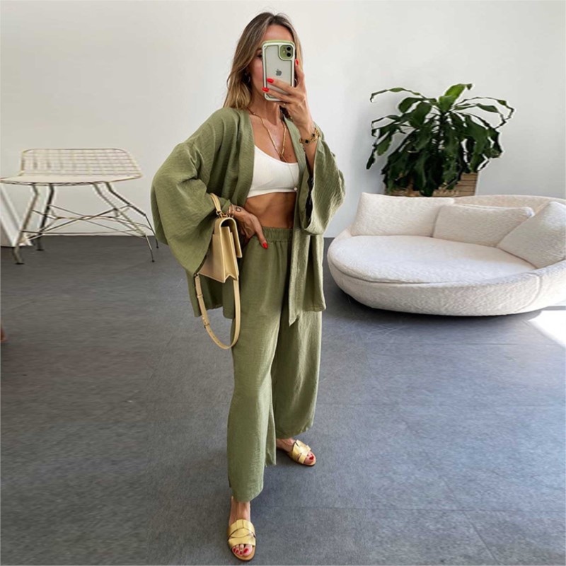 Traje de pantalón de lino con  - Summer Linen Clothing For Women reseña y precio