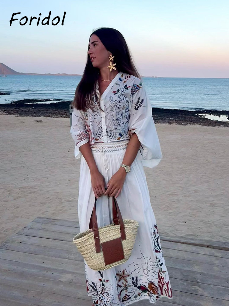 Foridol-Conjunto de Falda larg - Summer Linen Clothing For Women reseña y precio
