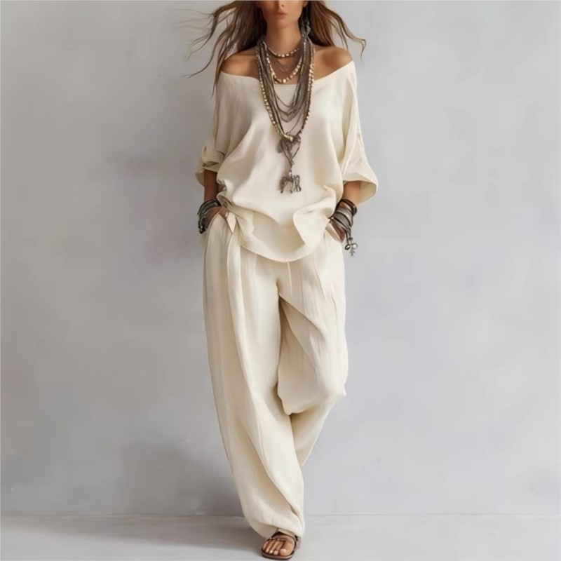 Traje de dos piezas para mujer - Summer Linen Clothing For Women reseña y precio