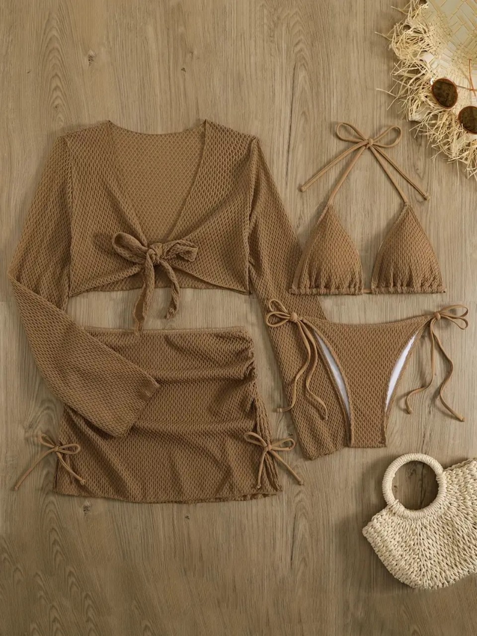 Conjunto de Bikinis con cuello - Swim Cover Up Mesh reseña y precio