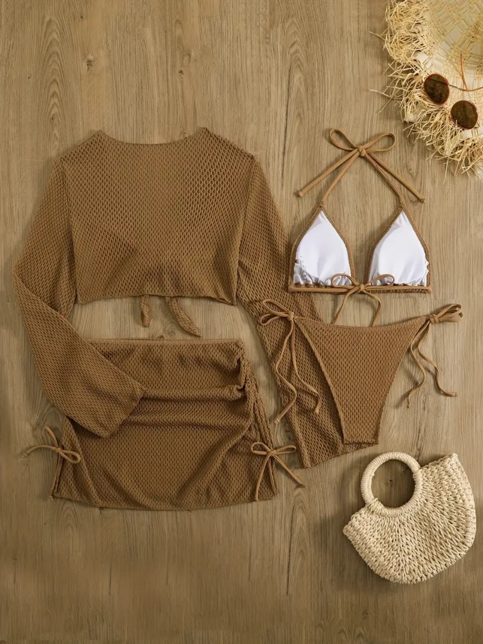 Conjunto de Bikinis con cuello - Swim Cover Up Mesh reseña y precio