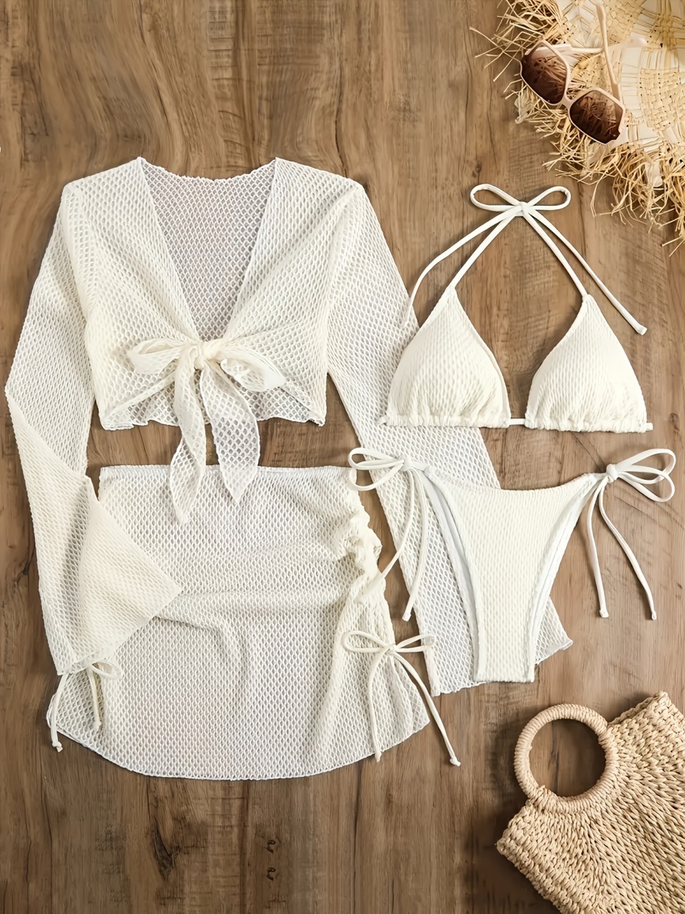 Conjunto de Bikinis con cuello - Swim Cover Up Mesh reseña y precio