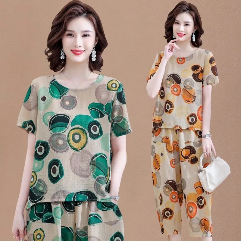 Conjunto de camiseta de manga  - Summer Linen Clothing For Women reseña y precio