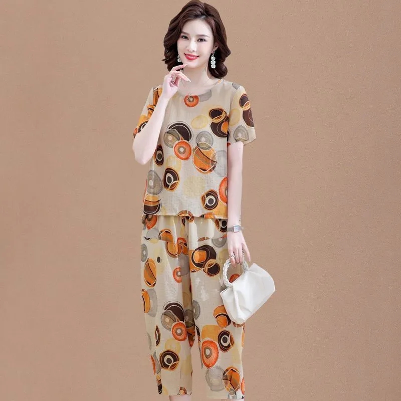 Conjunto de camiseta de manga  - Summer Linen Clothing For Women reseña y precio