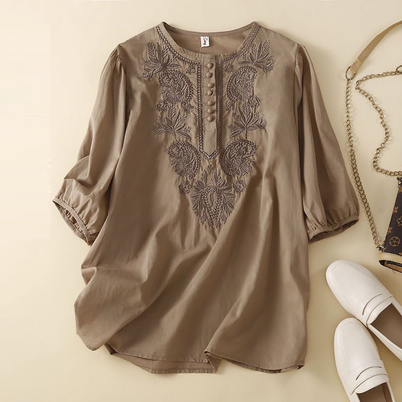 Blusa de lino y algodón bordad - Summer Linen Clothing For Women reseña y precio