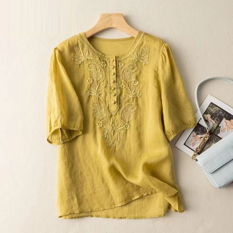 Blusa de lino y algodón bordad - Summer Linen Clothing For Women reseña y precio