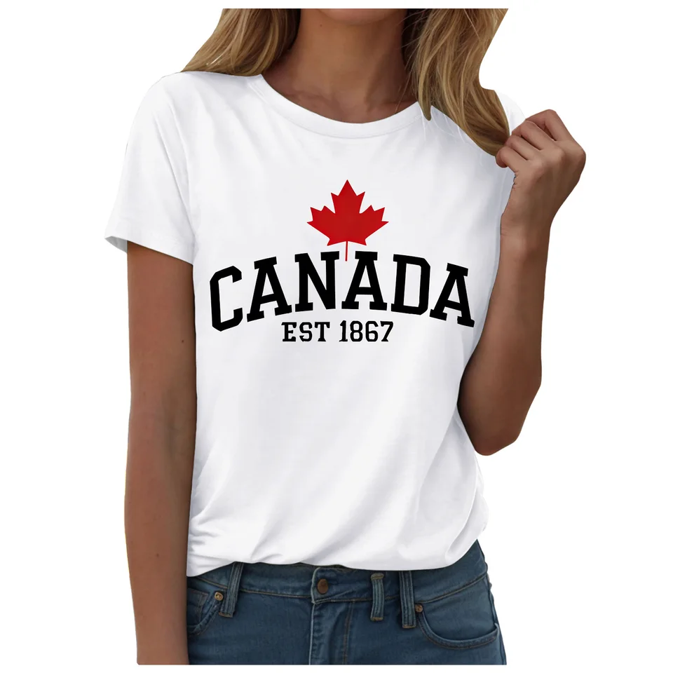 Camiseta con bandera de Maple  - Summer Clothing Women Canada reseña y precio
