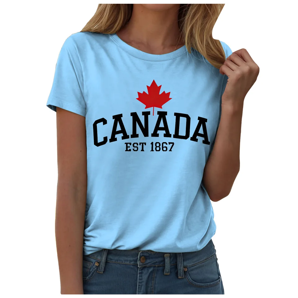Camiseta con bandera de Maple  - Summer Clothing Women Canada reseña y precio