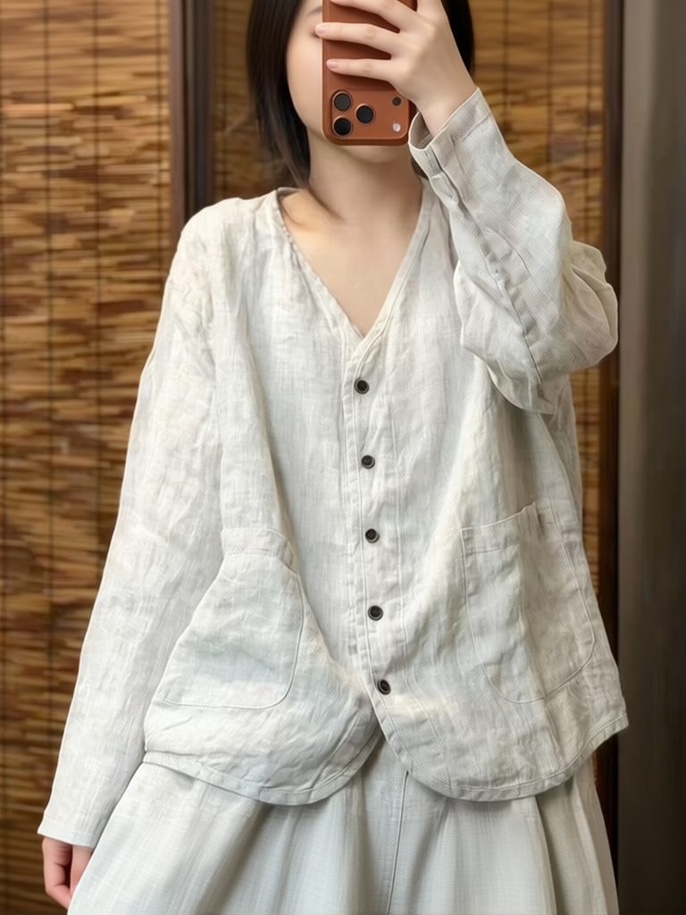 Camisa Étnica Estética de Algo - Crop Blouse Linen reseña y precio