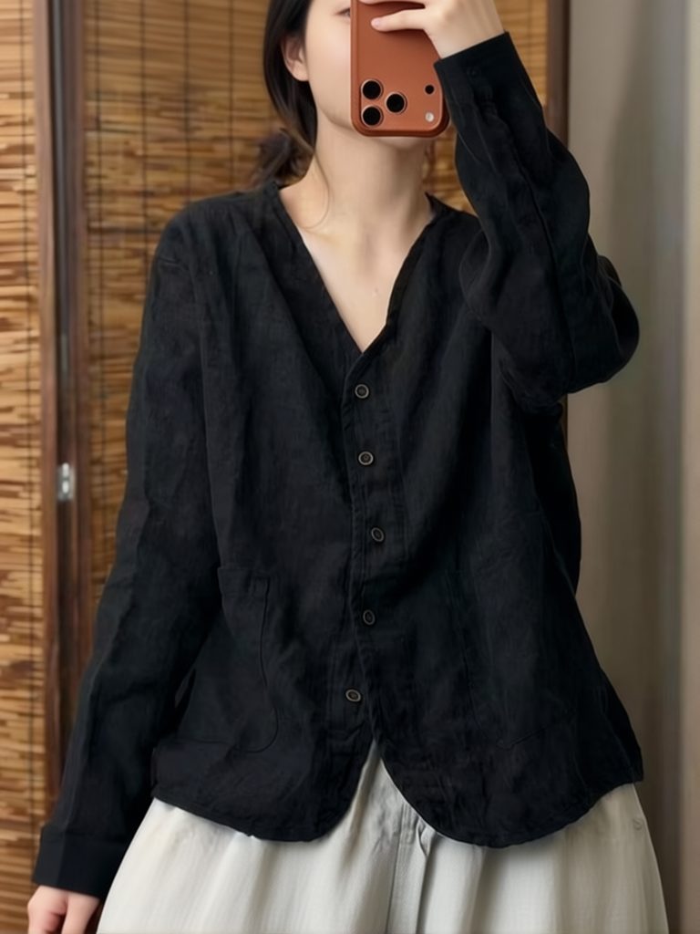 Camisa Étnica Estética de Algo - Crop Blouse Linen reseña y precio