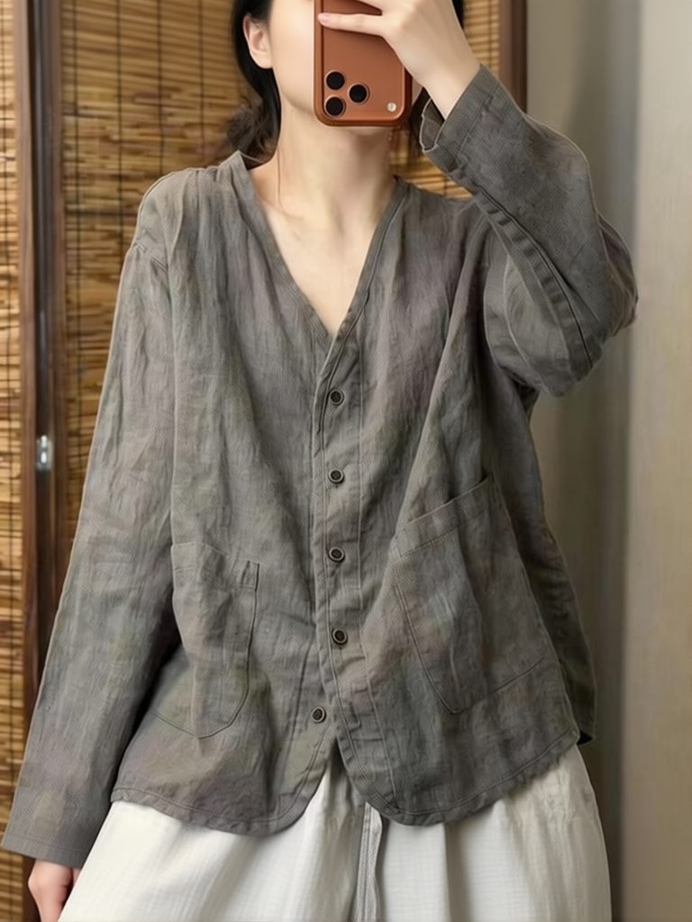 Camisa Étnica Estética de Algo - Crop Blouse Linen reseña y precio