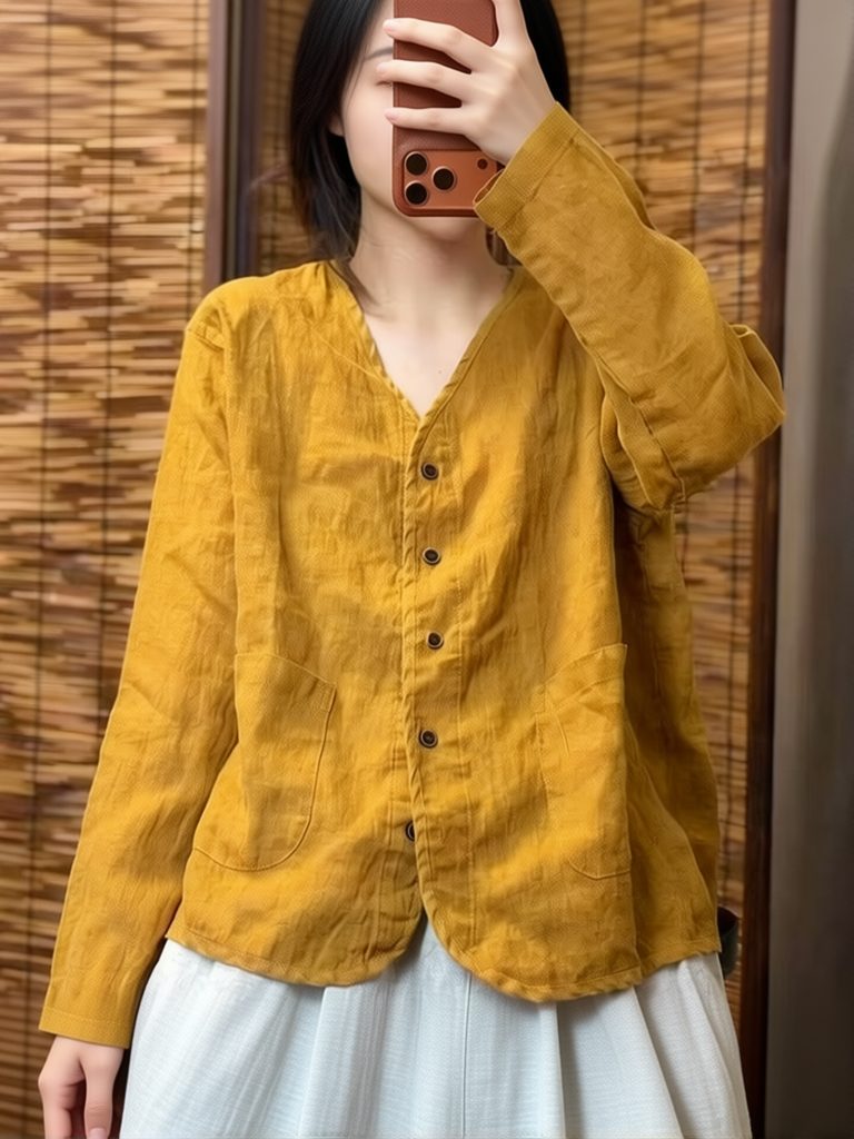 Camisa Étnica Estética de Algo - Crop Blouse Linen reseña y precio